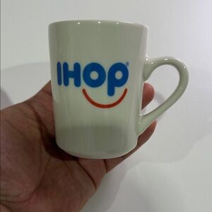 Ihop White and Blue Ceramic Mug by Tuxton